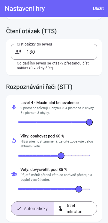 Hlasové úlohy ve StudyLocku bez osobních a diagnostických údajů